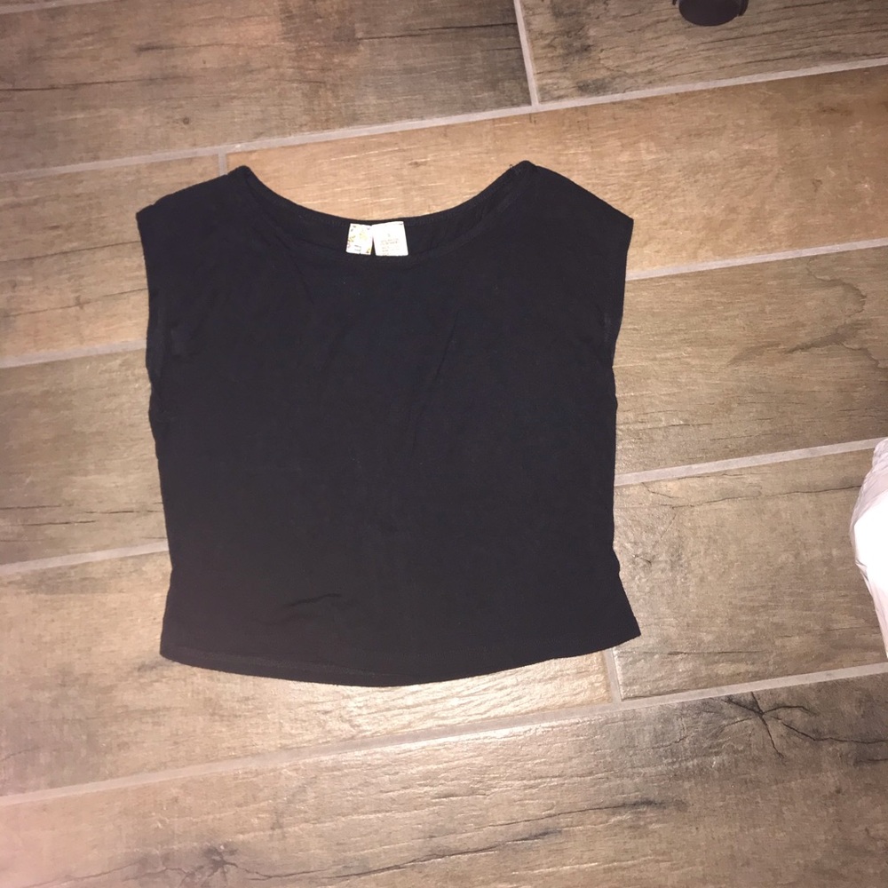 Black Crop Top Muscle Tee